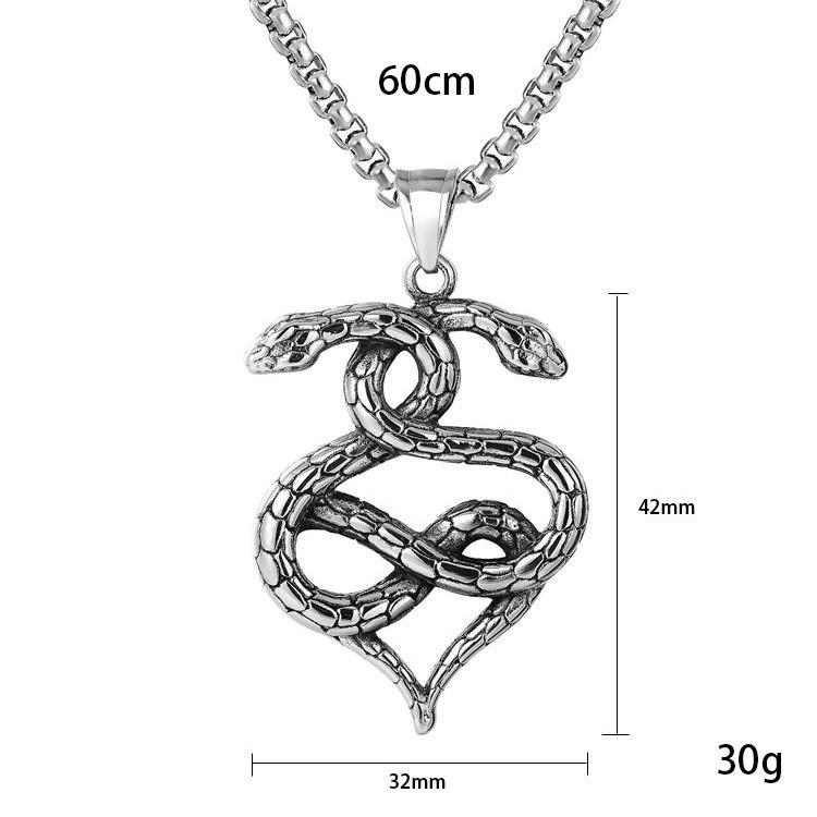 Tide Retro Snake Shape Titanium Steel Sweater Necklace