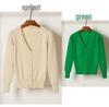 Korean V-Neck Knitted Cardigan: Women's Long Sleeve, Versatile Spring & Autumn Top.