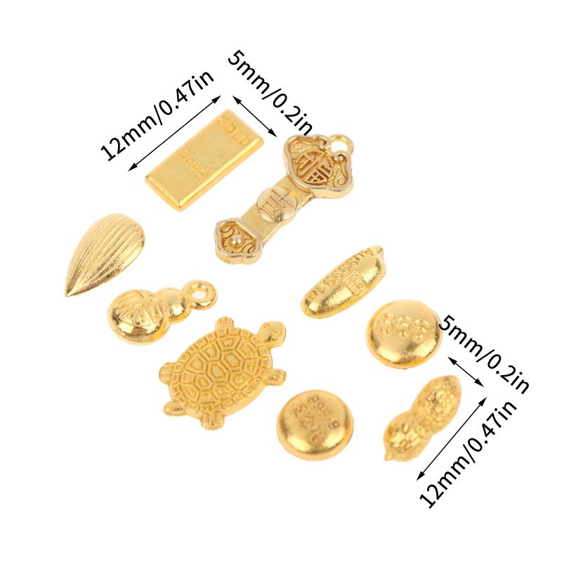 100Pcs Wealth Luck Gold Charms Mini Exquisite Gold Ingots Melon Seeds for DIY Gift Making Feng Shui Home Decor