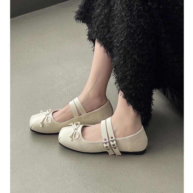 Bow gentle and cute single shoes women's 2025 summer new French buckle with skirt Mary Jane princess women's shoes