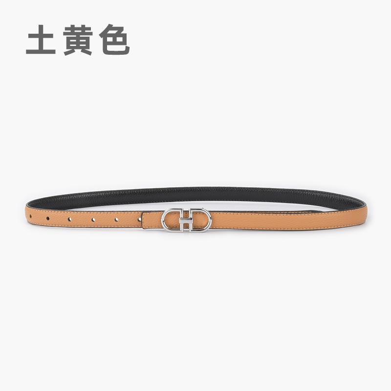 Lychee Pattern First Layer Cowhide Women'S Genuine Leather Women'S Belt Casual Pants Jeans Thin Two-Sided Belt Available