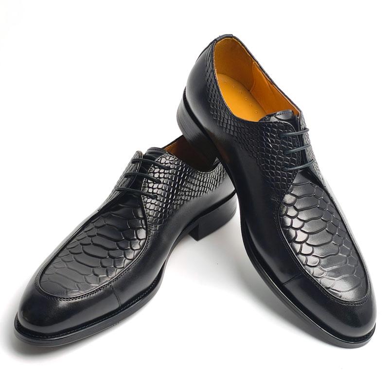 Fashion New Trendy Black Formal Leather Shoes Luxury Handcrafted Oxfords Busienss Office Wedding Party Mens Dress Shoe Customized Design