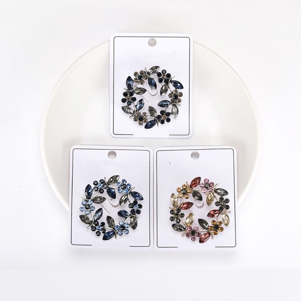 Zinc Zinc Alloy Olive Wreath Brooch Wreath Women Brooch Cute Rhinestone Olive Branch Pin  Gifts