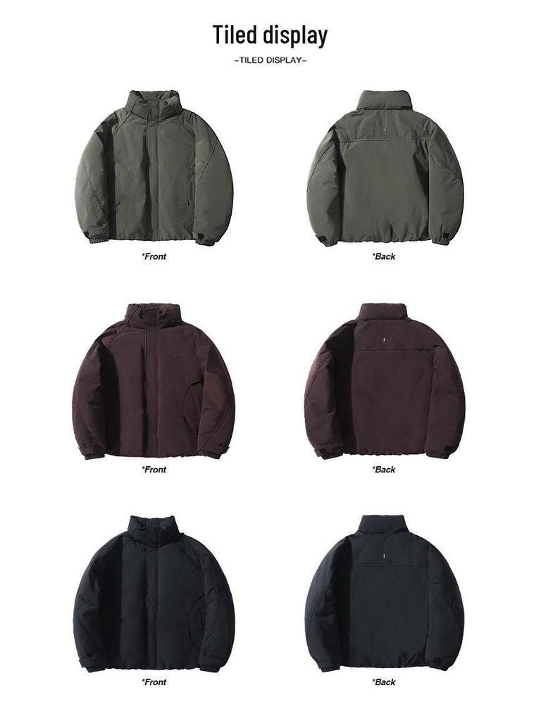Men's Winter Stand Collar Down Jacket - Warm, Thickened, American Style, Outdoor Workwear
