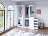 Extra Large Wardrobe 140 x 40 x 170 cm, with Drawers and Storage Compartments, Open Clothes Area with Storage Space, White (on the Right Side)