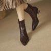 Women'S Naked Boots  Fall New French Retro Pointed Toe Cat Heel Booties
