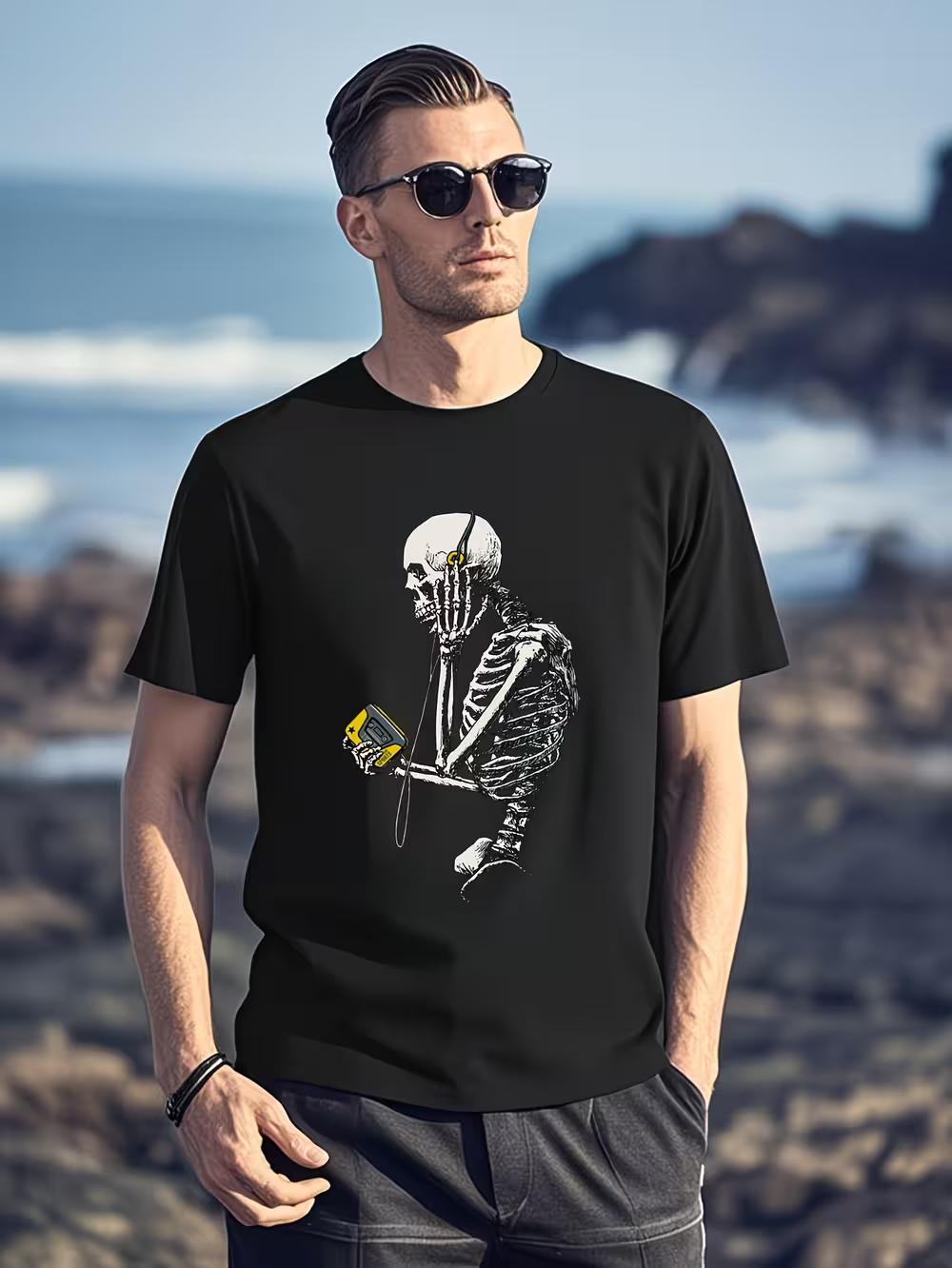 

Seasonal Basic Style Skull Print Pure American Street Casual Vintage Short-Sleeve T-Shirt for Couples XXXL