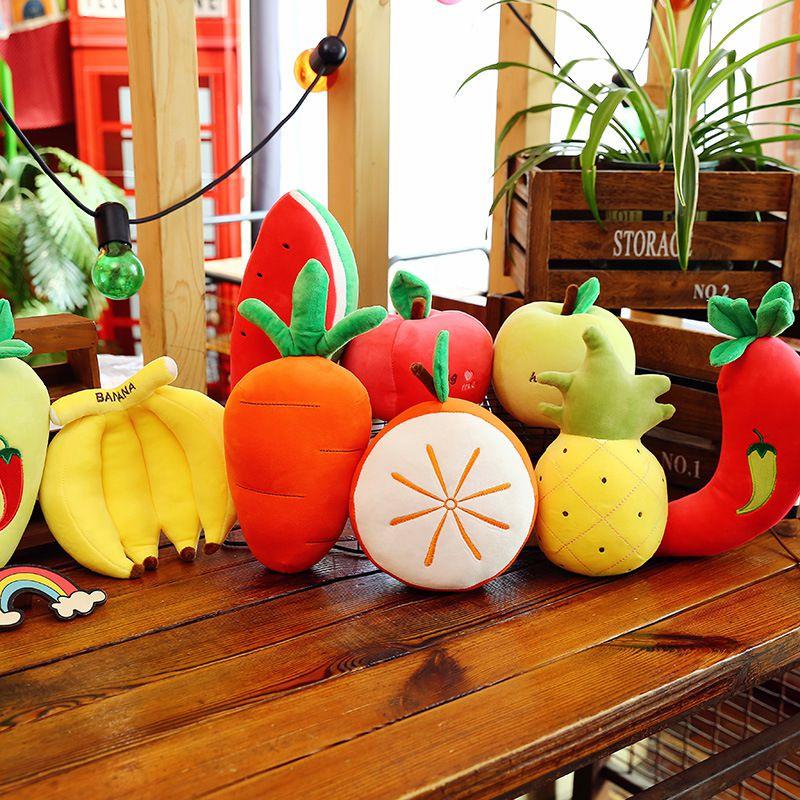 Cuddly Plush Fruits Vegetables Keychain Pendant Dolls Banana Orange Peach Eggplant Carrot