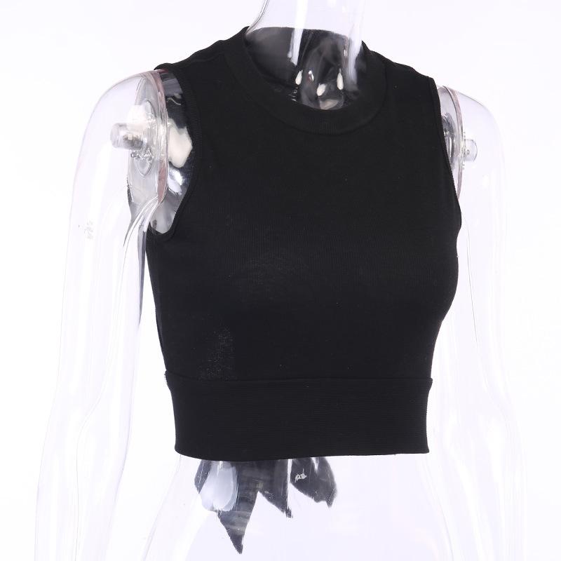 Kvinnor sommar ärmlös rygglös enfärgad bar midriff väst Crop Top