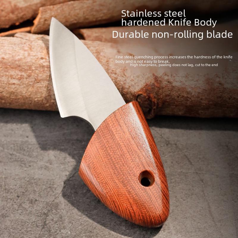 Compact Wood Grain Folding Knife: Portable Mini Pocket Knife for Outdoor and Kitchen Use