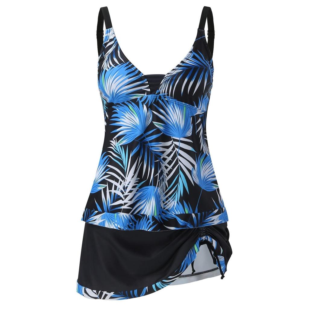 Damen-Badeanzug mit bedrucktem Panel, geteilt, flacher Winkel, großer Badeanzug