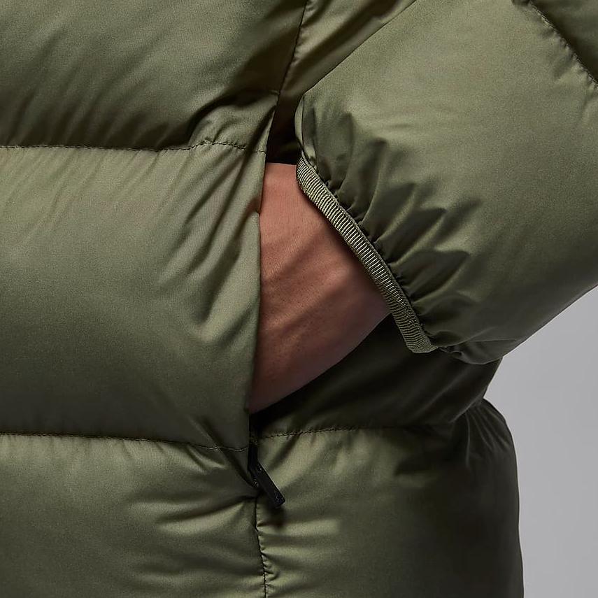 New Jordan Brooklyn Puffer Jacket Men's Medium Olive Green/Black FV7318-222