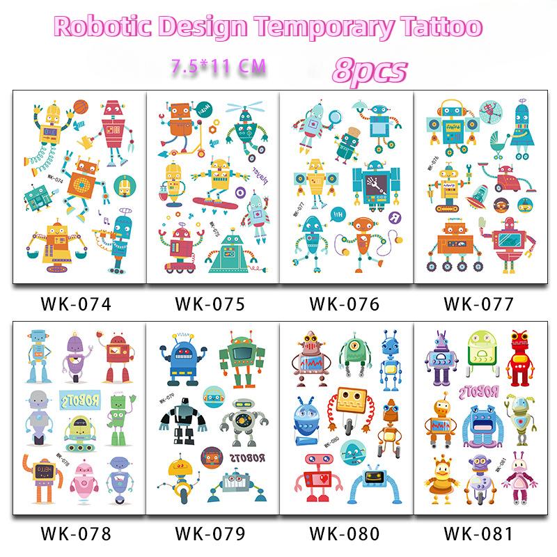 Jungen Cartoon Transfer Tattoos Aufkleber Baufahrzeug Roboter Transport Raumschiff Themen Temporäres Tattoo für Kinder