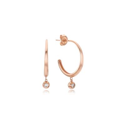 Tirr Lirr Simple Hoop Dew Silver Pink Earrings TESSVP11737M