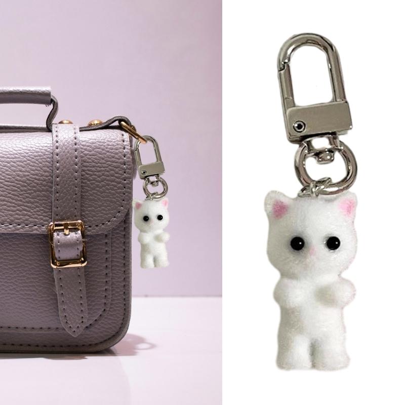 Charming 3D Cartoon Cat/Bear Keychain Cute Animal Bag Decoration for Women Girls Stylish Keychain for Car Keys and Bags