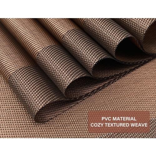 Excovip Tischsets im nordischen Stil, Ölbeständig, Rutschfest, Isolierend, Waschbar, Rechteckige gewebte Tischsets aus PVC in Leinenoptik, 6-teiliges Set für Zuhause U