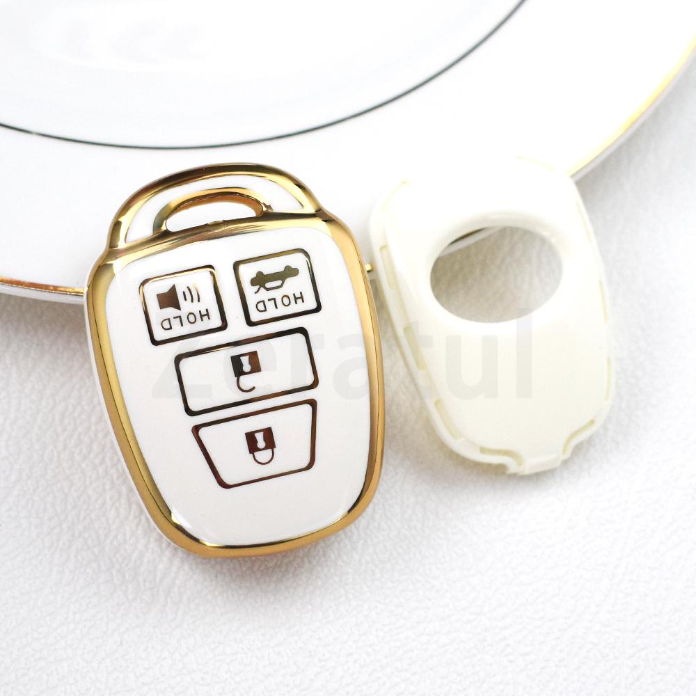Fashion Tpu Silver Edge Car Key Shell Case Fob Cover For Toyota Rav4 Hiace Land Cruiser Aqua Ractis Corolla Vitz Accessories