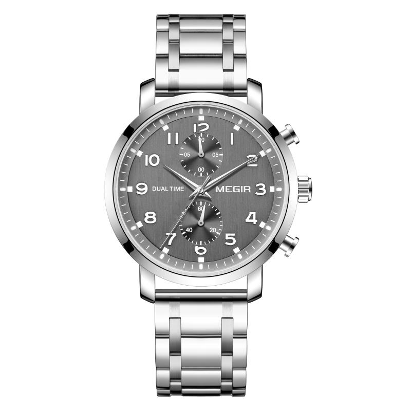 Relojes Hombre Megir 2160 Luxury Chronograph Quartz Watches Custom Logo Leather Men Wrist Watch