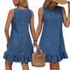 European and American Women's Cross-Border Back-Button Denim Dress Skirt