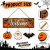2D Flat Pumpkin Ghost Bat Wood Plaque Wear-Resistant Rustic Welcome Board Pendant  Home Outdoor Use
