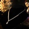 Women's Necklace Dangling Earrings Droplet Jewelry 2Pcs with Sparkly Rhinestone for Bridesmaid Wedding Masquerade