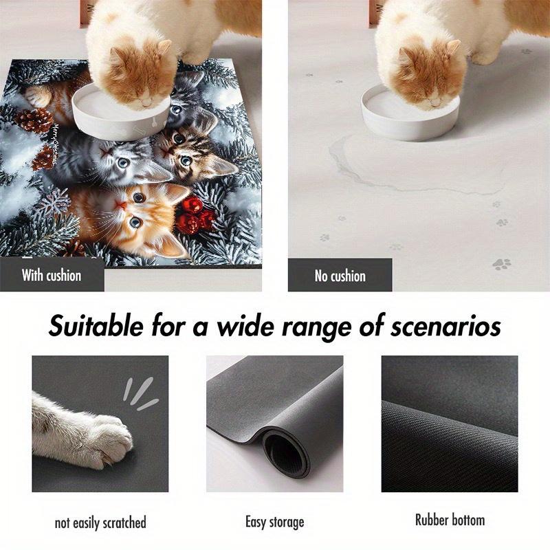 1 Pezzo Tappetino Asciugatura Ciotole Gatto di Natale, Carino Gattino Assorbente Tappetino Cucina, Impermeabile Antiscivolo Protezione Piano di Lavoro Decorazione Casa