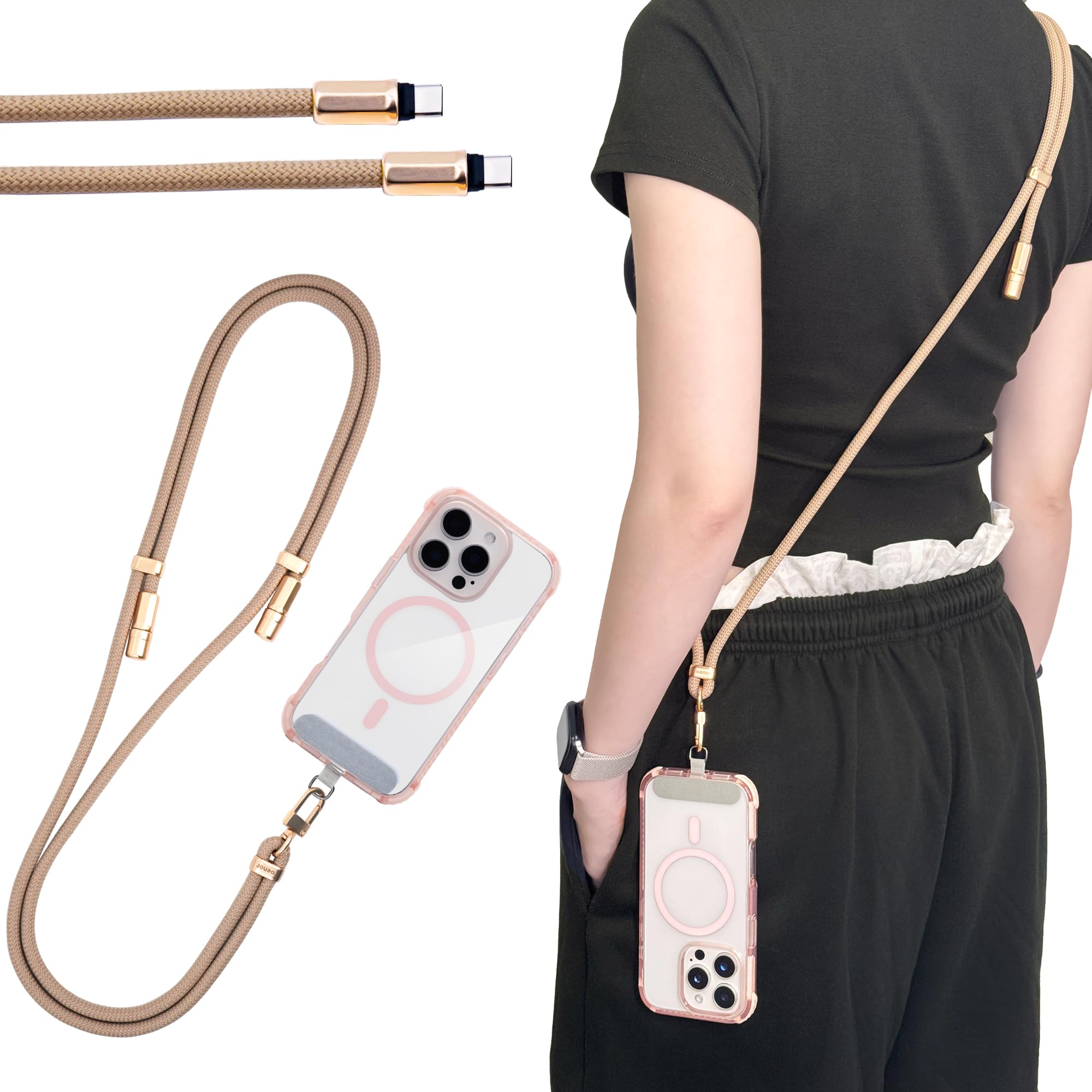 

Foenor USB C to Fast PD Charging Data Smartphone Shoulder Drop Loss Adjustable Length Cable for iPad Apricot Type-C Cable, C, Charging, Compatible, абрикосовый