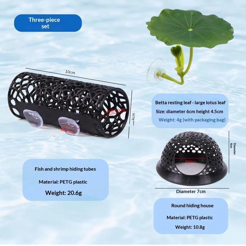 3D Printed Betta Fish Resting Cave Smooth Safe Edges 1/3/4 Pcs Hollow Breathable Ornament for Aquarium Landscaping
