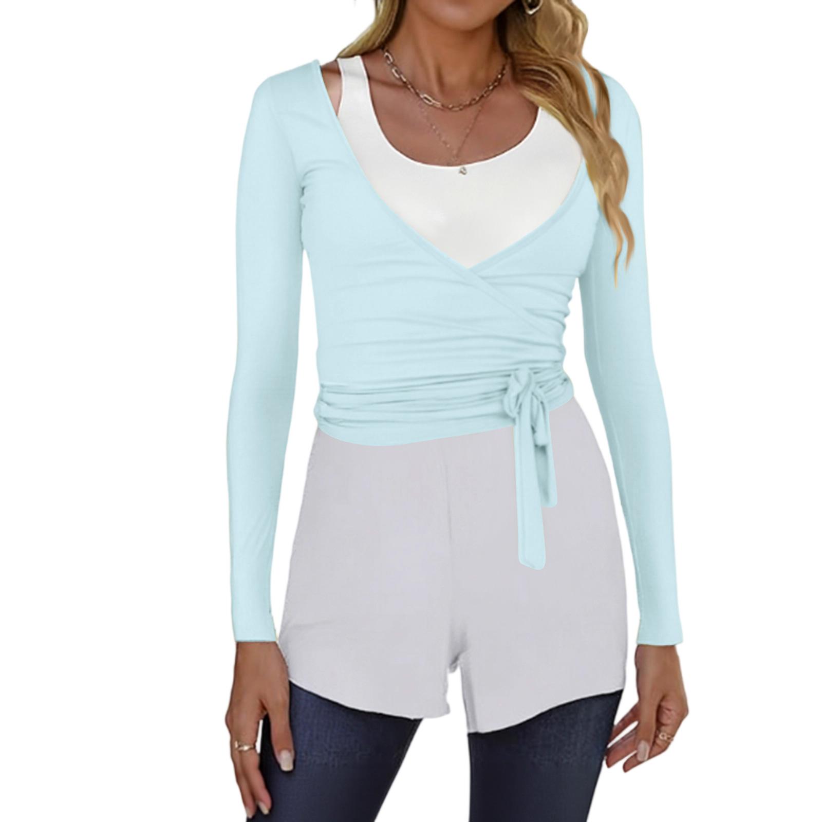 Women s Spring Fashion Long Sleeve Yoga Sports Knit Tops L
