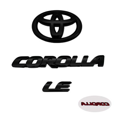 3PCS ABS Car Logo Glossy Black Overlay EMBLEM for COROLLA 2020-2024 SEDAN SE LE PT948 FIT SEDAN ONLY Trunk Car Accessory XO8