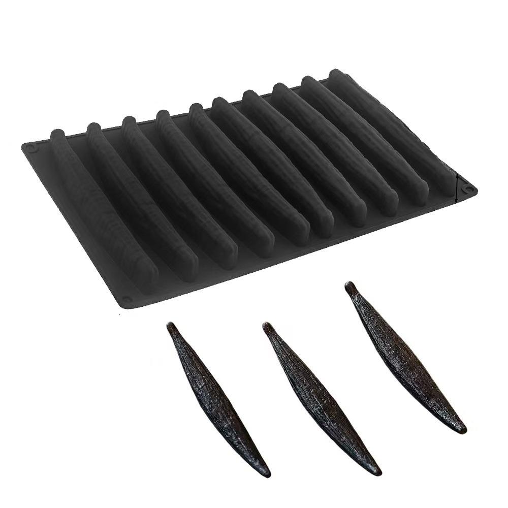 10 Cavities Mousse Cake Mold Vanilla Pod Shape Dessert Making Mold Pastry Making чёрный