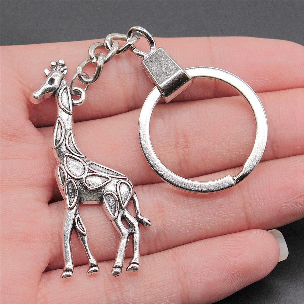 Dinosaur Animal Prehistoric Creature Pendant Antique Bronze Metal Keychain with 30mm Ring for Women High Quality