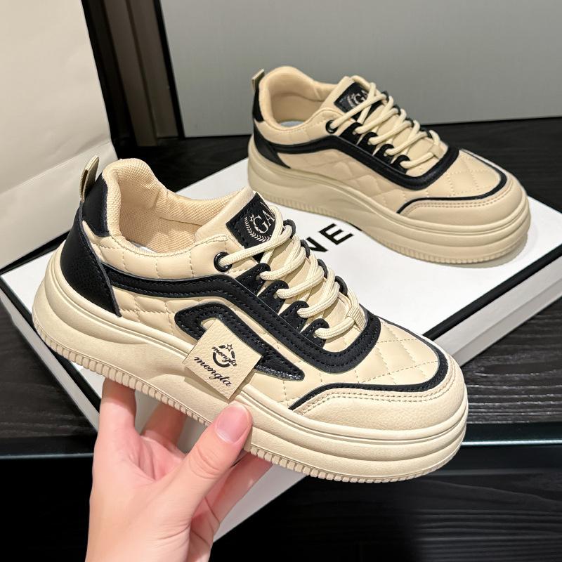 Весна и Осень новая спортивная и повседневная платформа ins кожаные одиночные туфли кеды 35