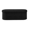 Oval Storage Ottoman Bench, Foldable Teddy Fleece End of Bed Bench, Folding Upholstered Bed Ottoman Chest with Large Storage Space, Supports 660 lbs,