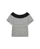 Lense Blocking Off Shoulder Stripe T-Shirt Black