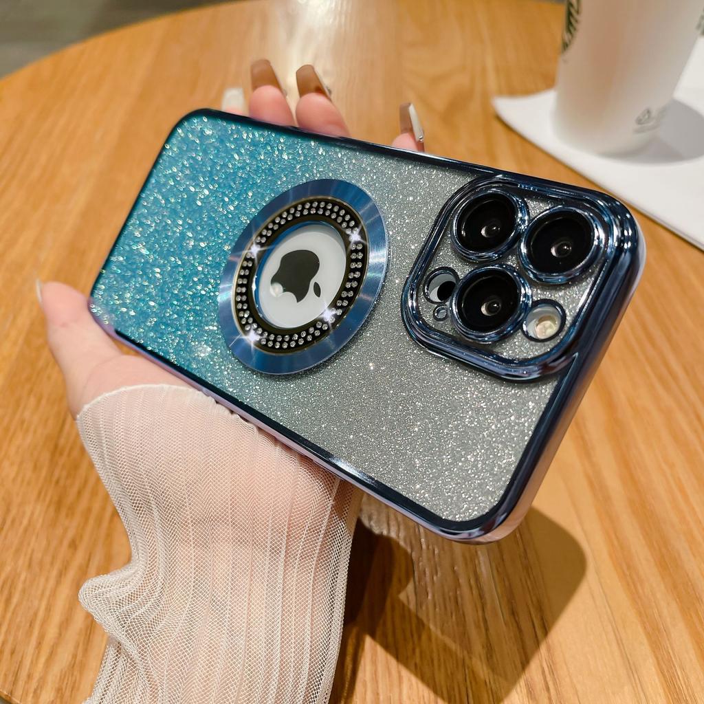 Apple 16PRO Electroplated Magnetic Water-absorbing Diamond Phone Case with 13/14 Gradient Glitter Is Suitable for Iphone15