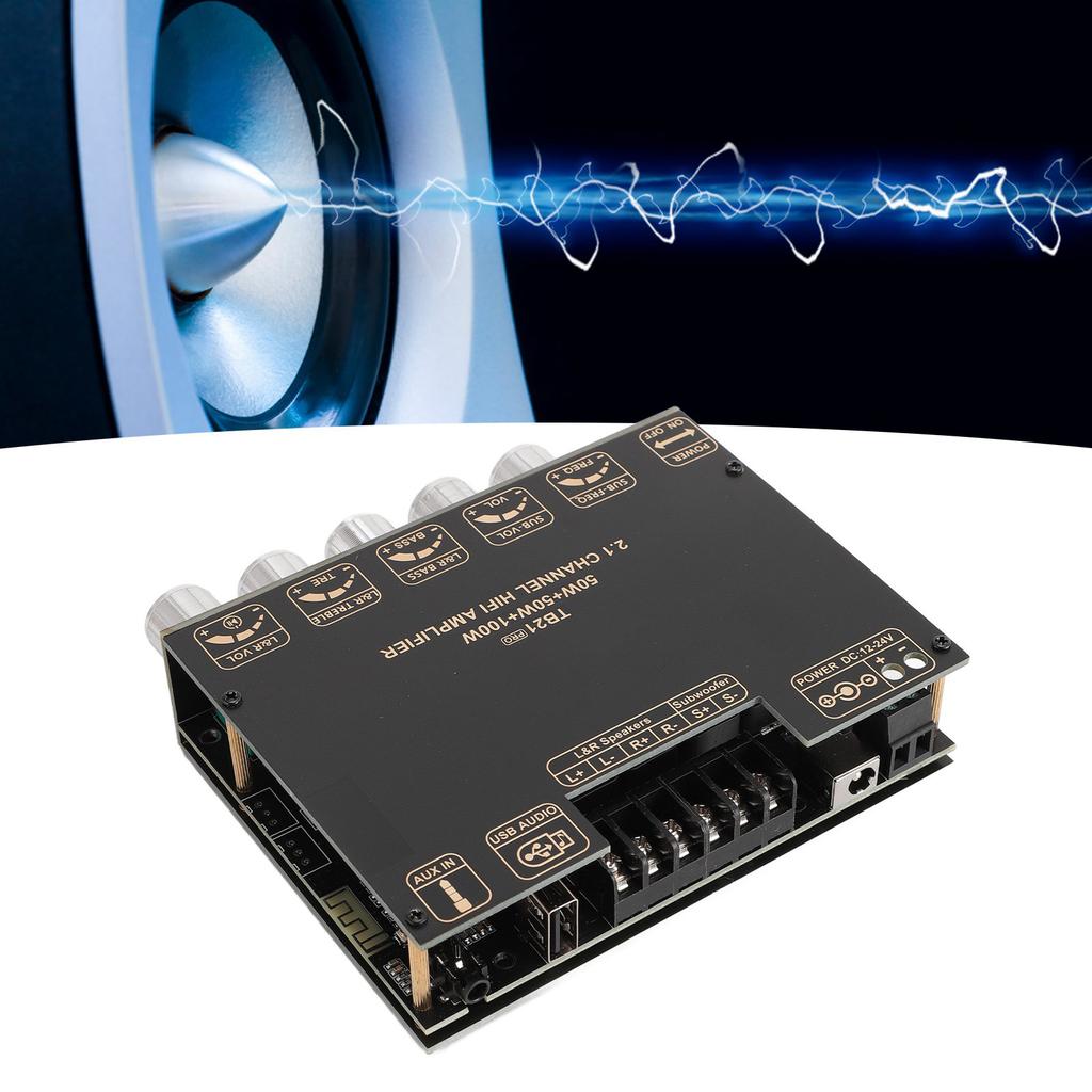 5.2 Power Amplifier Board, Stereo Receiver with AM Interference Rejection, USB Input for 4-8 Ohm Passive S ers 12-24V