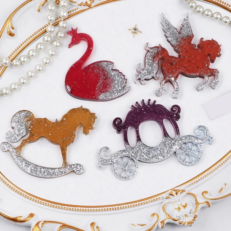 Creative Resin Silicone Mold for Crafting Detailed Pegasus Horse Carriage Jewelry and Holiday Decors Easy Release Design
