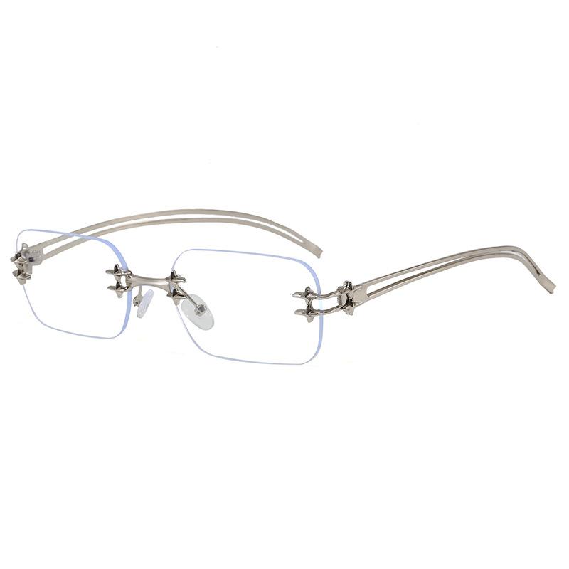 GM metal rimless glasses Y2K Spice Girl concave flat glasses nerd water silver sunglasses 8027 batches