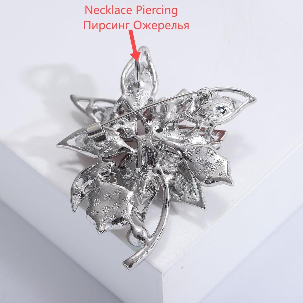 Luxury Rhinestone Crystal Flower Brooches for Women Pearl Plant Pins Necklace Event Party Gifts Decoration Clothes Accessories