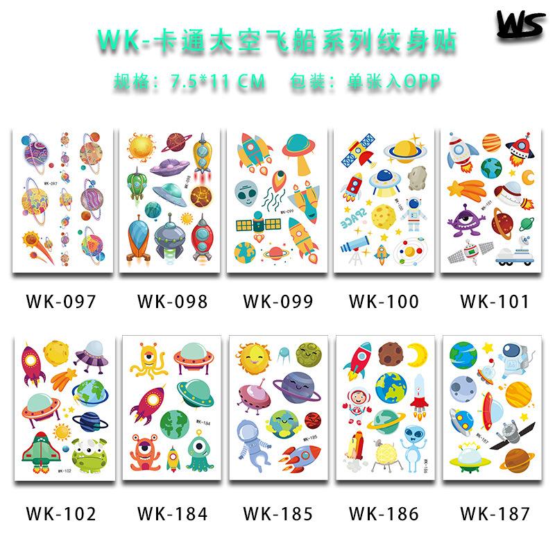 Kinder Cartoon Baustellenfahrzeug Tattoo Aufkleber, Junge Weltraum Bagger Roboter Auto Gesichtsaufkleber