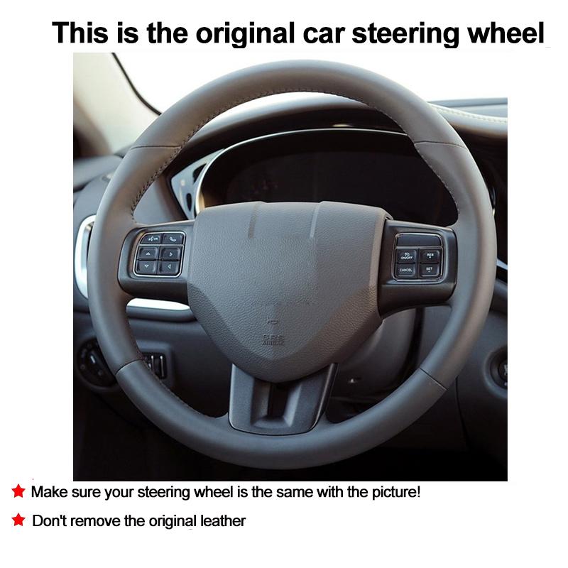Car Auto Steering Wheel Cover Wrap For Dodge Dart 2013 2014 2015 2016 Hand Sewing Stitching Interior Accesssories Protector