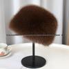 Silver Fox Faux Fur Winter Hat: Plush, Warm, Windproof, Fashionable Flat Top, Versatile Bucket Style