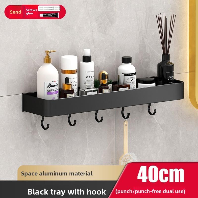 Bathroom Wall Shelf Aluminum Black For Shower And Toilet Storage