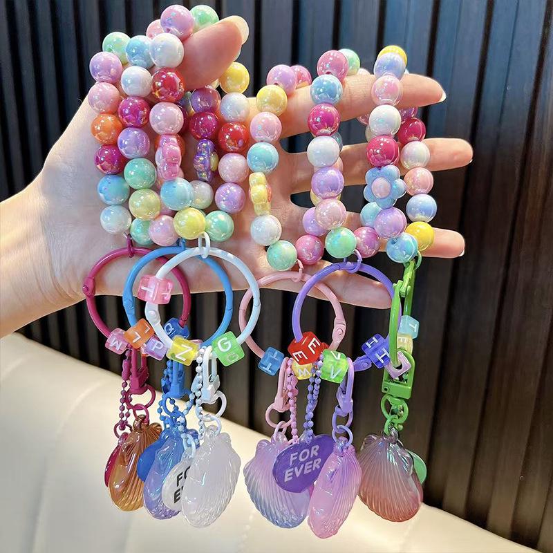Exquisite Acrylic Beaded Keychain Pendants - Bag Charms & Car Key Lanyards, Ideal Small Gifts for Students.