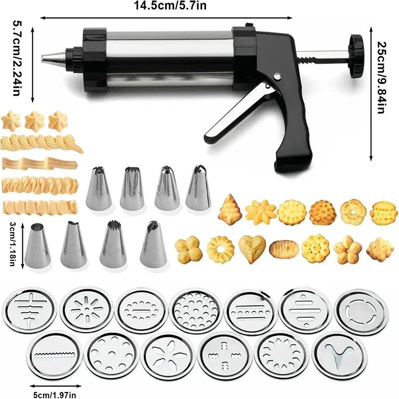 Cookie Press Gun Kit Stainless Steel Cake Cream Decorating Gun Set DIY Manual Churros Maker Machine Biscuit Pastry Piping Nozzle