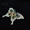 Lady Rhinestone Brooch Women Retro Butterfly Shape Faux Emerald Decor