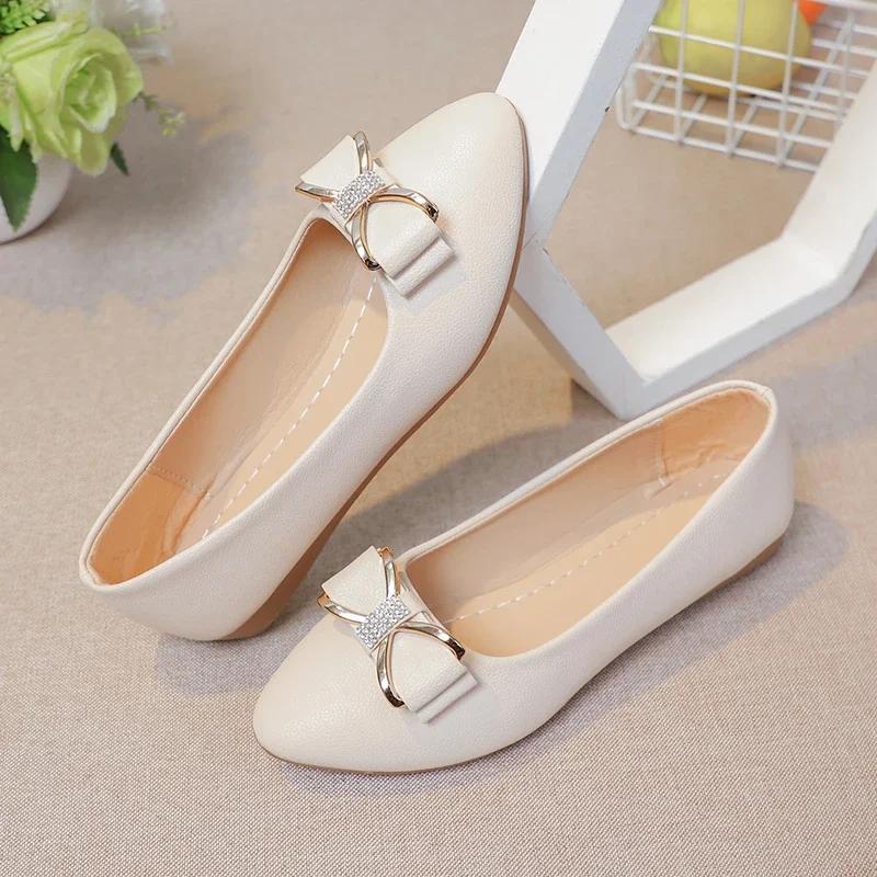 Fashion 2025 Autumn New Versatile Round Toe Shallow Mouth Shoes Small Fragrant Bow Knot Flat Heel Single Shoes for Women