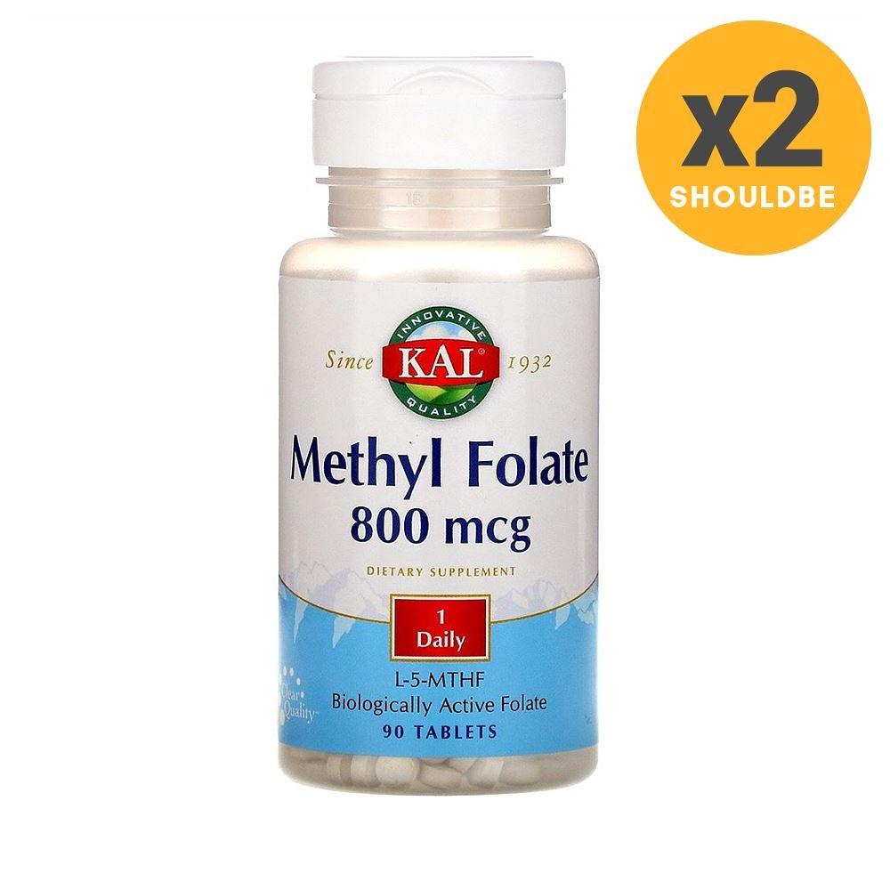 Methyl Folate KAL Folic Acid 800mcg 90 Tablets 2 pcs