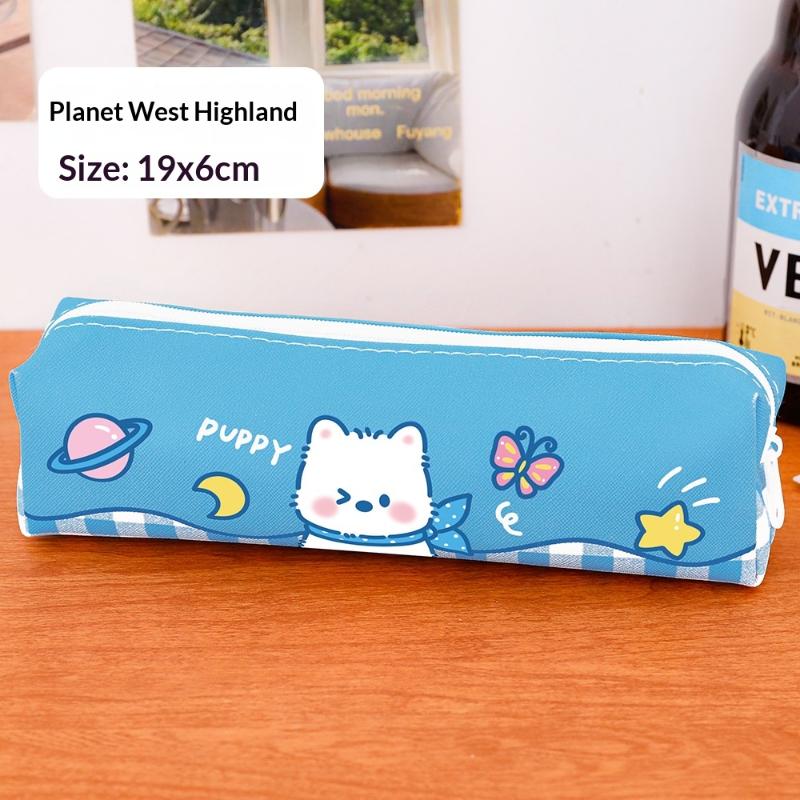 Cute Western Highland Pencil Case Student Portable Stationery Pen Box Cartoon Return To School Stationery Organizer Supplies